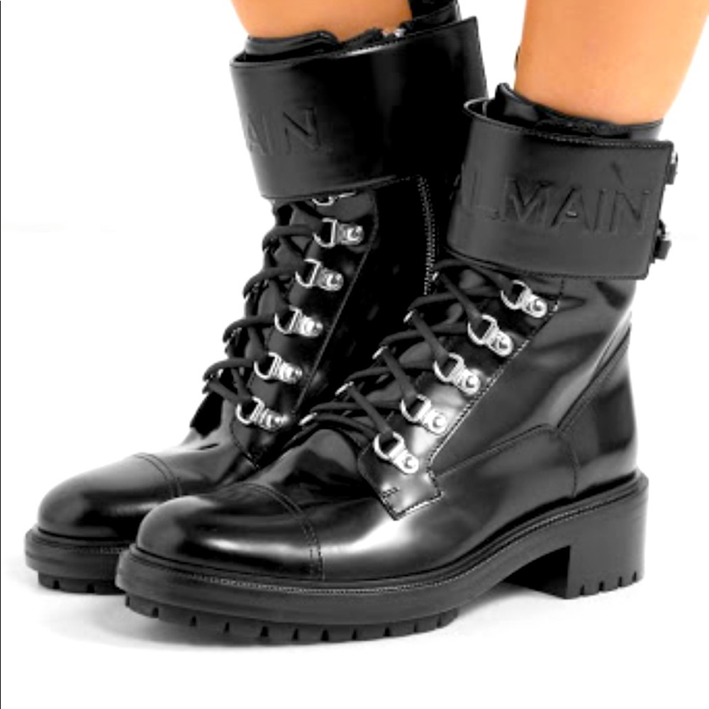 Balmain logo combat boot
